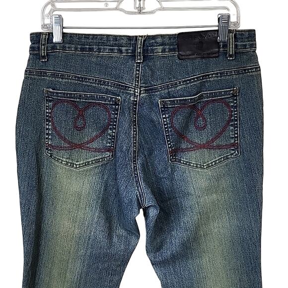 Y2K 90s Vintage Velour Detailed Denim Joe Boxer Studded Jeans - Picture 7 of 7